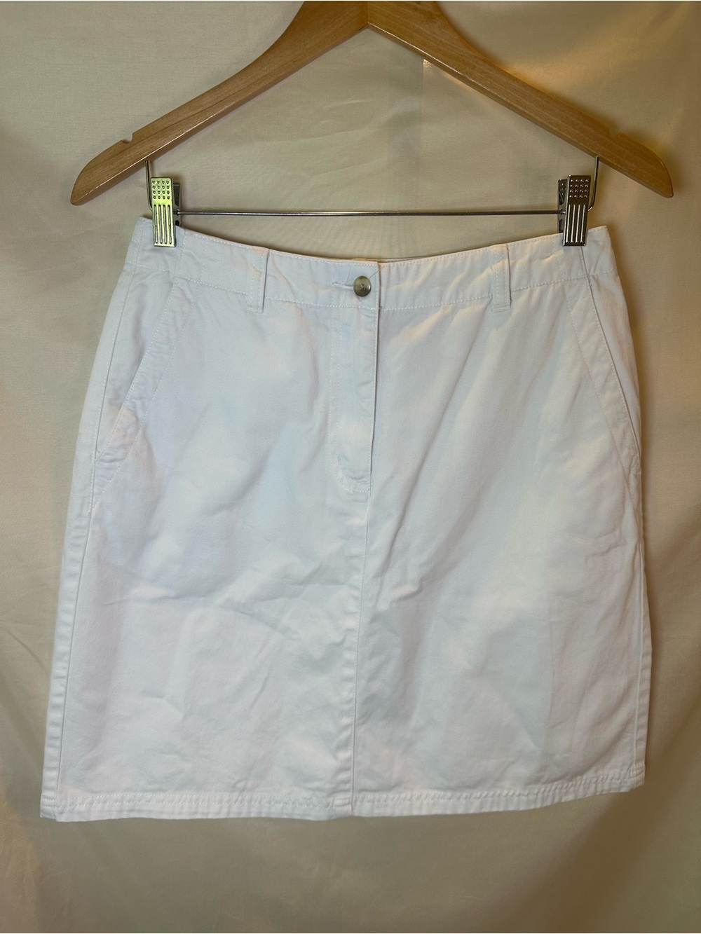 L.L. BEAN Classic White Cotton Chino Skirt coastal classic preppy summer